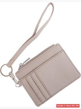 RFID Blocking Slim Card Case with Zipper Keychain Wristlet Minimalist Wallet